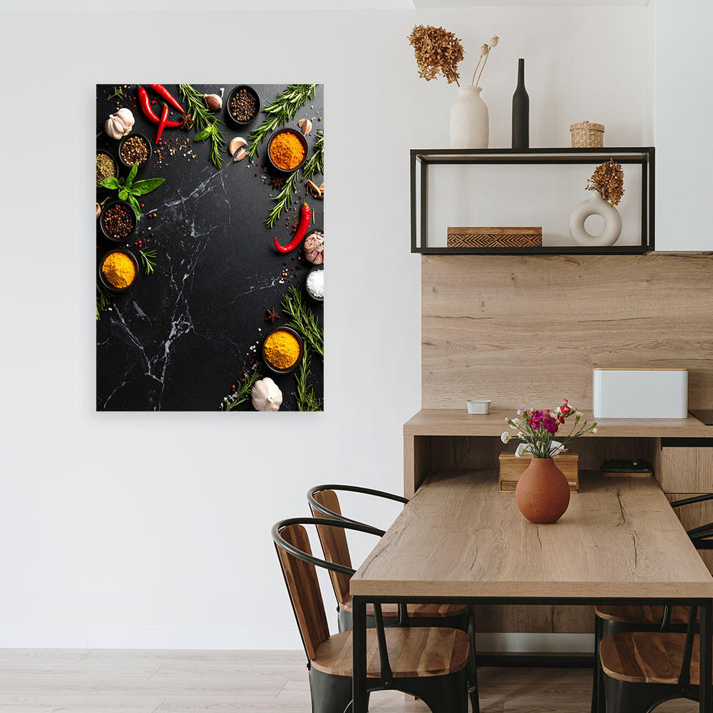 LEINWANDBILD Bunte Gewürze und Kräuter 80x120cm - Multicolor, Textil (80/120cm) - Feeby