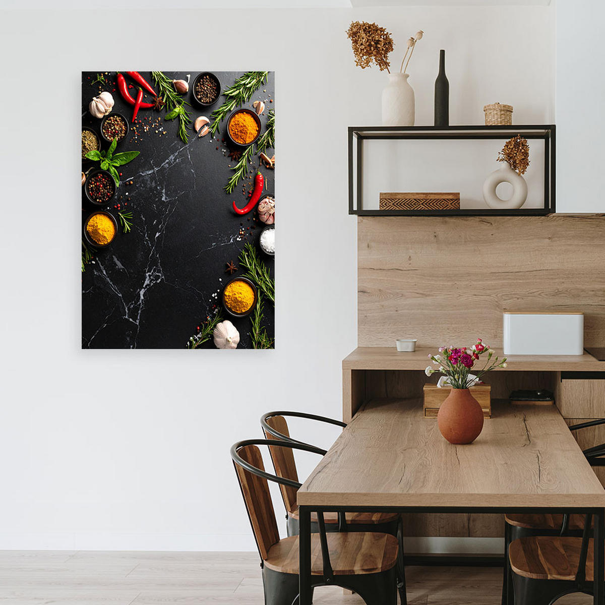 LEINWANDBILD Bunte Gewürze und Kräuter 80x120cm - Multicolor, Textil (80/120cm) - Feeby