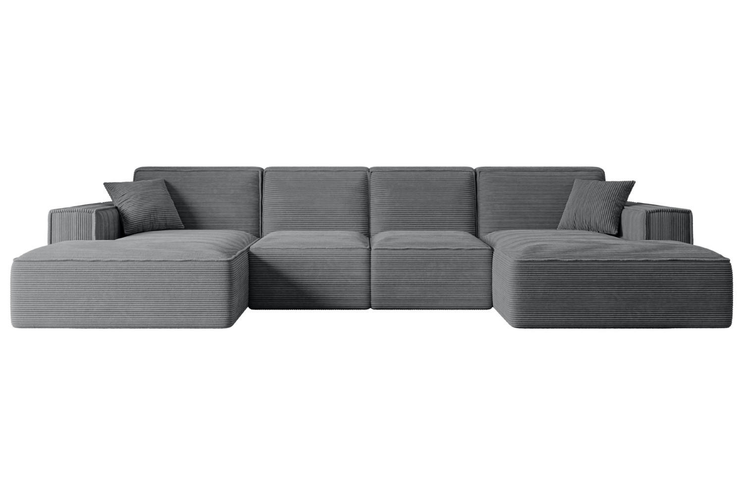 WOHNLANDSCHAFT SIERRA-U - 344x165x73 cm Dunkelgrau Cord - Dunkelgrau/Schwarz, Holzwerkstoff/Kunststoff (344/73/165cm) - ALTDECOR