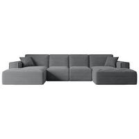 WOHNLANDSCHAFT SIERRA-U - 344x165x73 cm Dunkelgrau Cord - Dunkelgrau/Schwarz, Holzwerkstoff/Kunststoff (344/73/165cm) - ALTDECOR