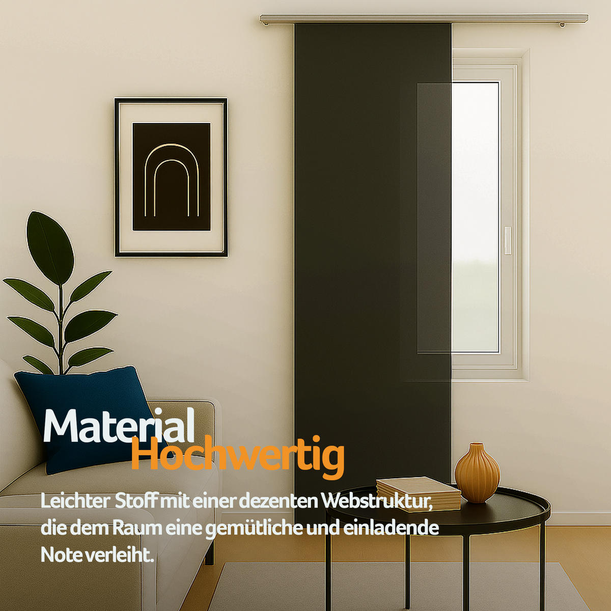 FLÄCHENVORHANG blickdicht 60x245 cm Anthrazit mit Technik - Anthrazit, Textil (60/245cm)
