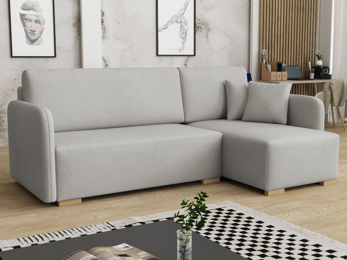 ECKSOFA Como L - Naturfarben/Grau, Holz/Textil (220/140cm) - MIRJAN24