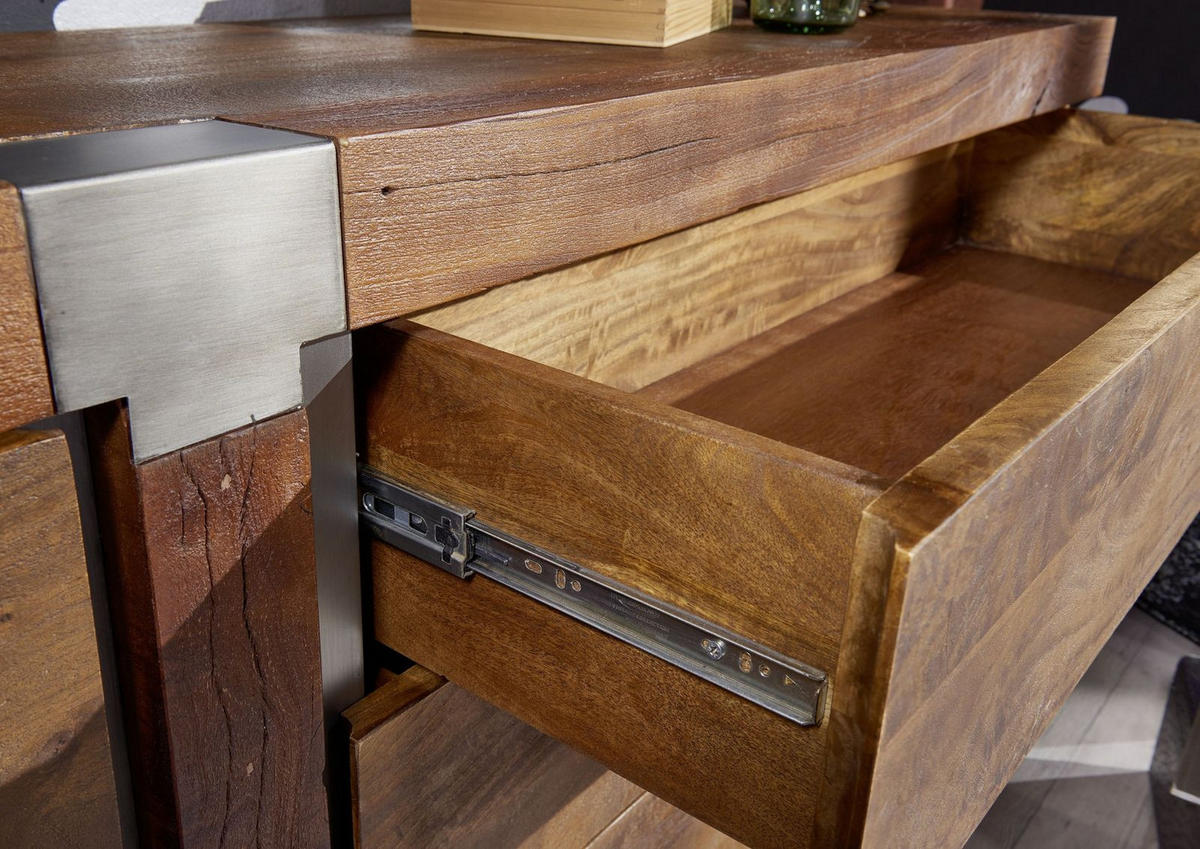 SIDEBOARD Mango 180x45x75 braun lackiert Amsterdam #11 - Braun, Holz (180/75/45cm) - Massivmoebel24