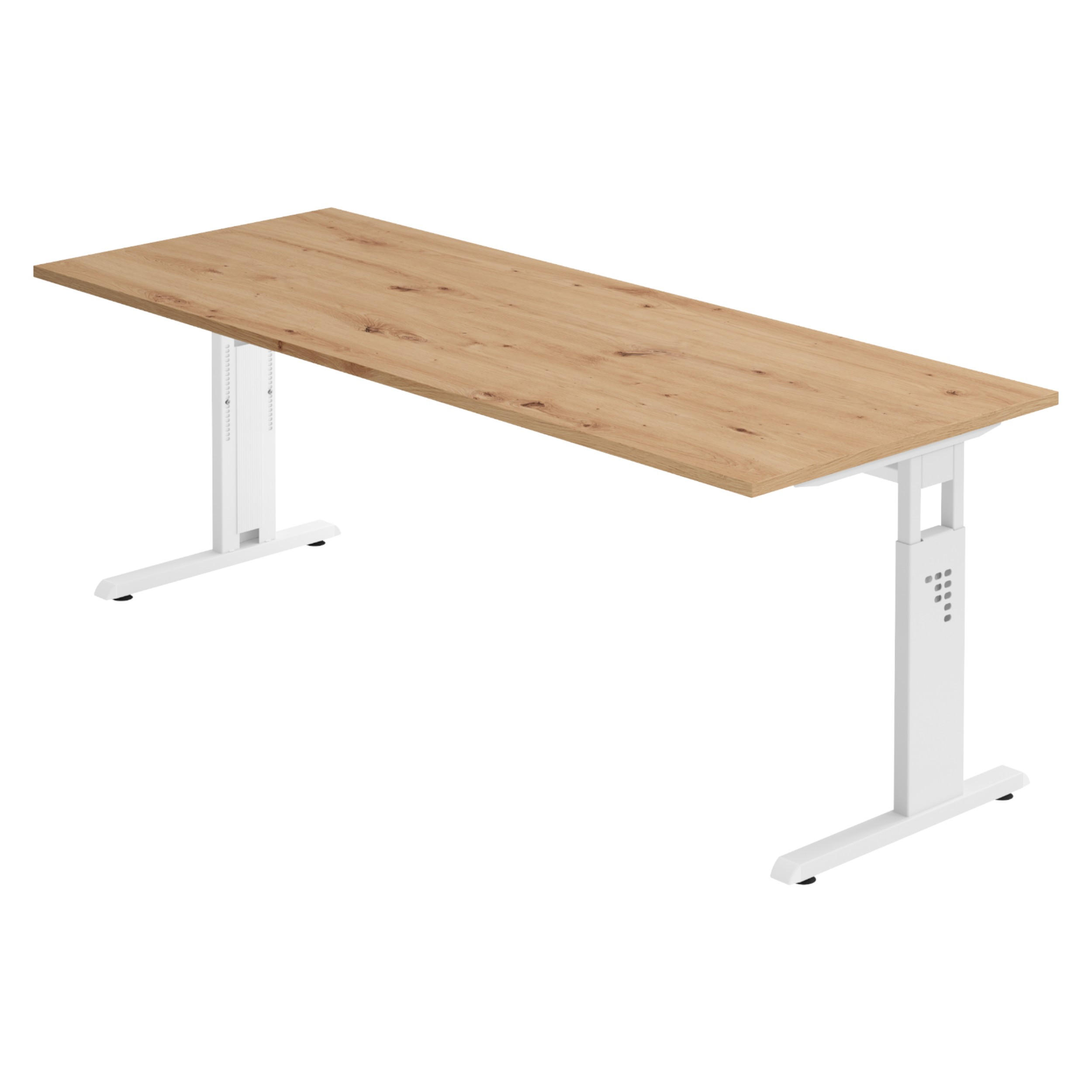 SCHREIBTISCH Serie-O 80/200/74 cm in Wildeiche/Weiß - Wildeiche/Weiß, Holzwerkstoff (80/200/74cm) - bümö