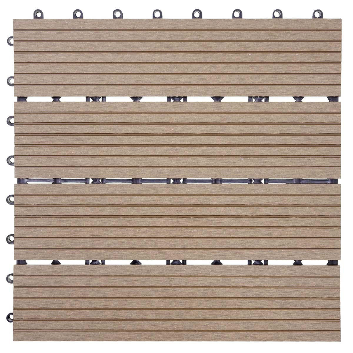 WPC BODENFLIESE 11x 30x30cm Basis Teak linear - Teakfarben, Kunststoff (30/30/2cm) - BERLINLODGE