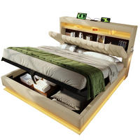 POLSTERBETT mit Stauraum 140x200 cm Leinen Beige mit Matratze - Beige, Metall (140/200cm) - Meubliv
