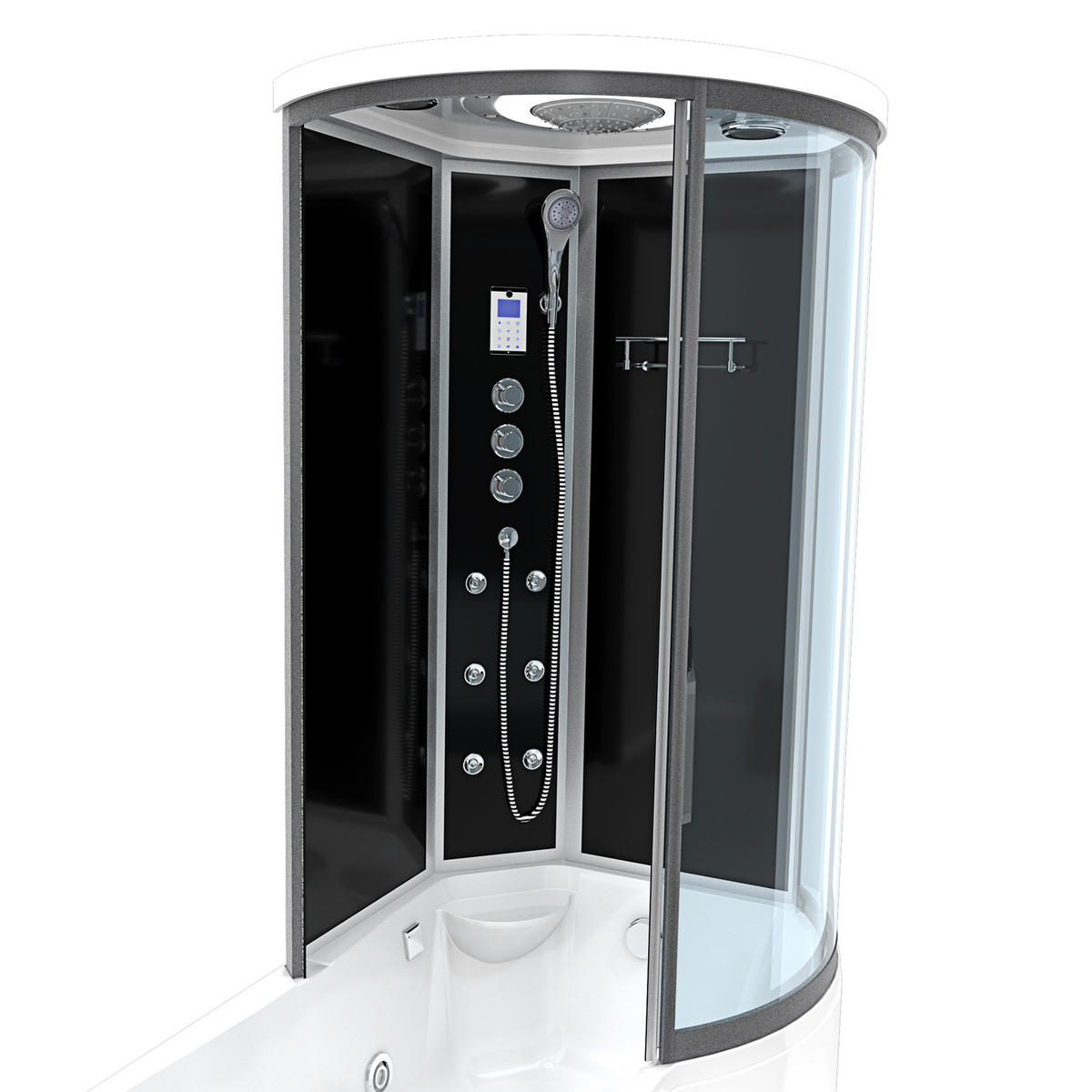 WHIRLPOOL Wanne Duschkabine sw K55-L33-WP-EC 170x1 - Schwarz, Glas/Kunststoff (98/220/170cm) - AcquaVapore by Sandra Jentho