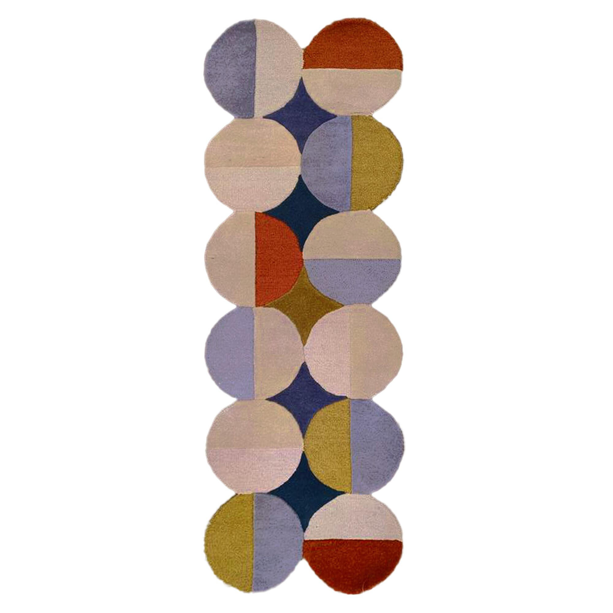 WOLLTEPPICH Kreis Wellenform, Wohnzimmer Multicolor Läufer 80x230 - Multicolor, Textil (80/230cm) - KADIMA DESIGN