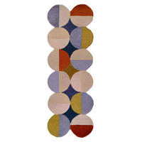 WOLLTEPPICH Kreis Wellenform, Wohnzimmer Multicolor Läufer 80x230 - Multicolor, Textil (80/230cm) - KADIMA DESIGN