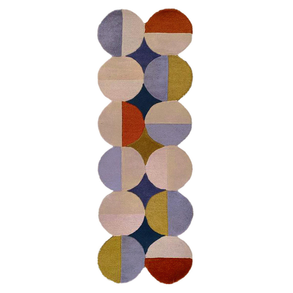 WOLLTEPPICH Kreis Wellenform, Wohnzimmer Multicolor Läufer 80x230 - Multicolor, Textil (80/230cm) - KADIMA DESIGN