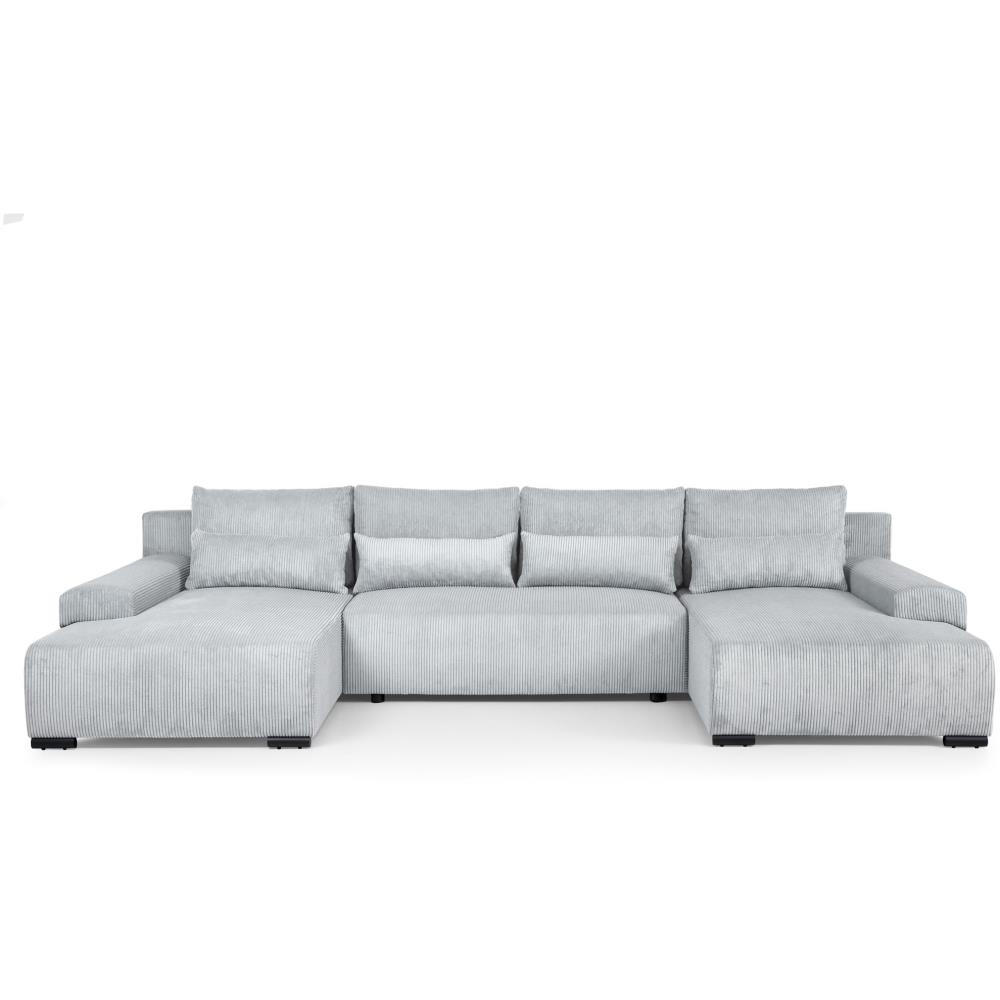 WOHNLANDSCHAFT Benny U hellgrau - Hellgrau/Schwarz, Textil/Metall (350/85/186cm) - Beautysofa