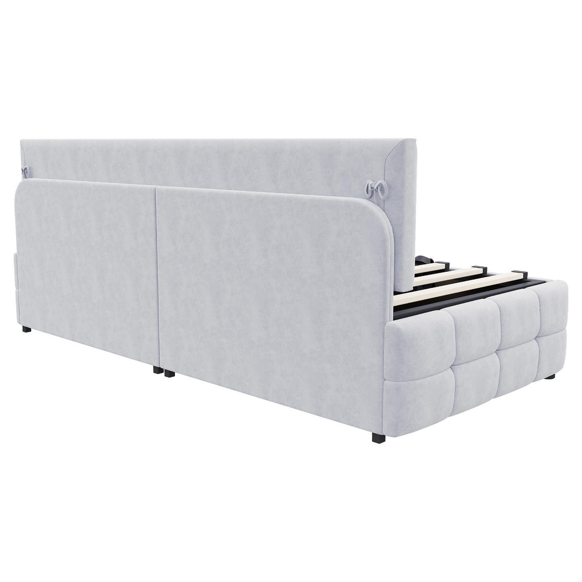 STAURRAUMBETT 90/200 cm DE-02104, in Hellgrau, mit Sofafunktion und Hydraulik - Hellgrau, Metall (90/200cm) - ComfortXL