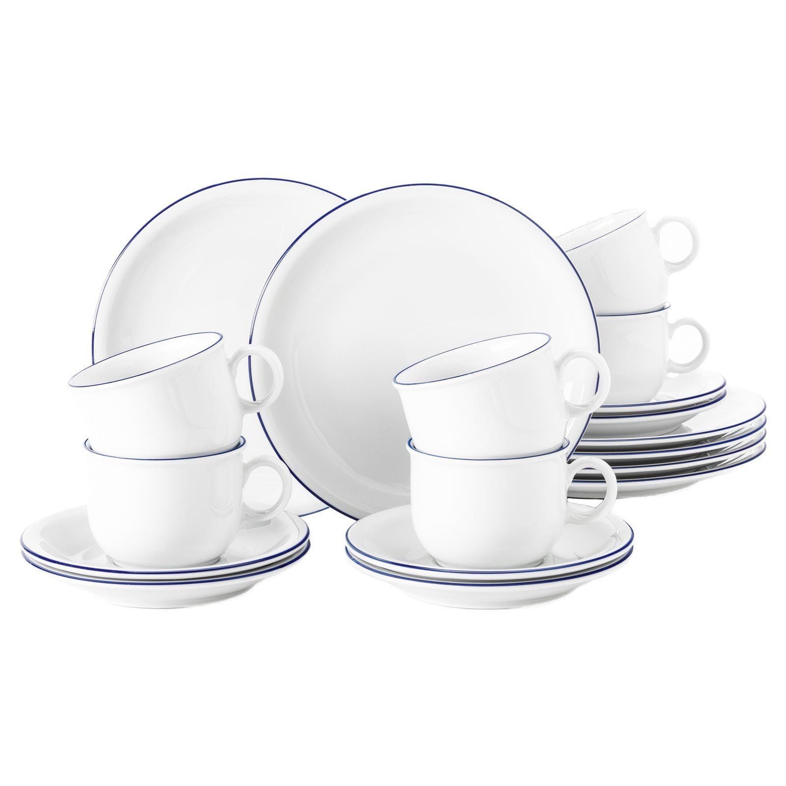 KAFFEESERVICE Compact Blaurand weiß-blau 18er Set - Blau/Weiß, Keramik (24/18.1/43cm) - Seltmann Weiden