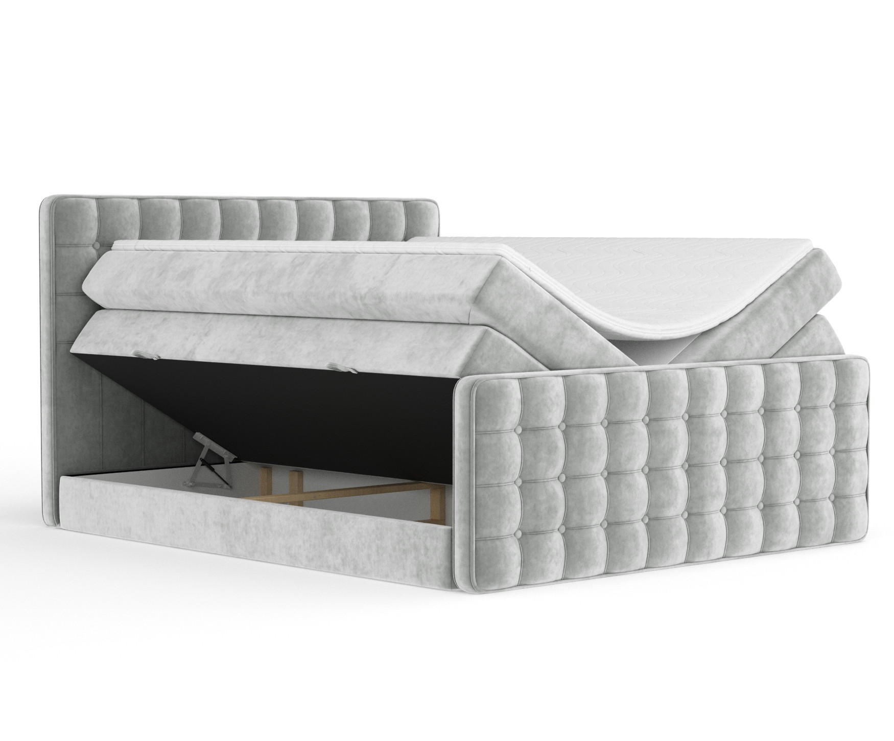 BOXSPRINGBETT Velouria Hellgrau 140/200 cm - Hellgrau/Schwarz, Holz/Holzwerkstoff (140/200cm) - Maison de Reve