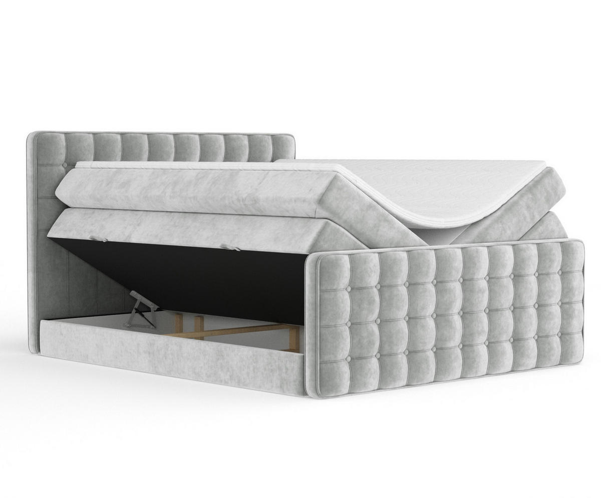 BOXSPRINGBETT Velouria Hellgrau 140/200 cm - Hellgrau/Schwarz, Holz/Holzwerkstoff (140/200cm) - Maison de Reve