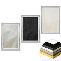 WANDBILDER 3er Set - 40x60 cm Silberner Rahmen - Strukturen schattieren Minimalismus - Silberfarben, Kunststoff (40/60cm) - ArtPrintCave
