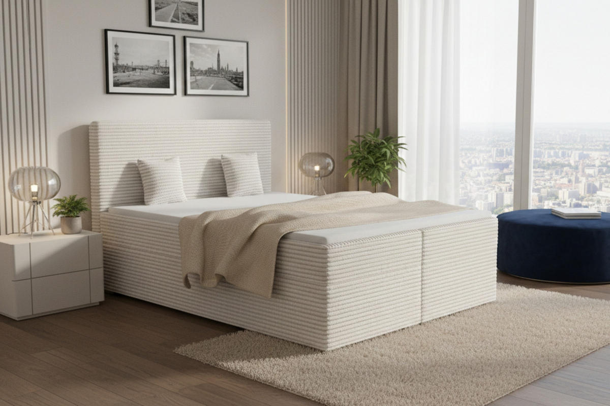 BOXBETT DUBAI 120/200 in Creme H3 - Creme, Holz/Holzwerkstoff (120/200cm) - Deine Möbel 24