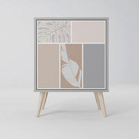 SIDEBOARD TROPICAL SHAPES, Grau, 57,5x42x77,5 cm, Schräge Buchenholzfüße - Buchefarben/Multicolor, Holzwerkstoff/Buchenholz (57.5/77.5/42cm) - SpaceRebels