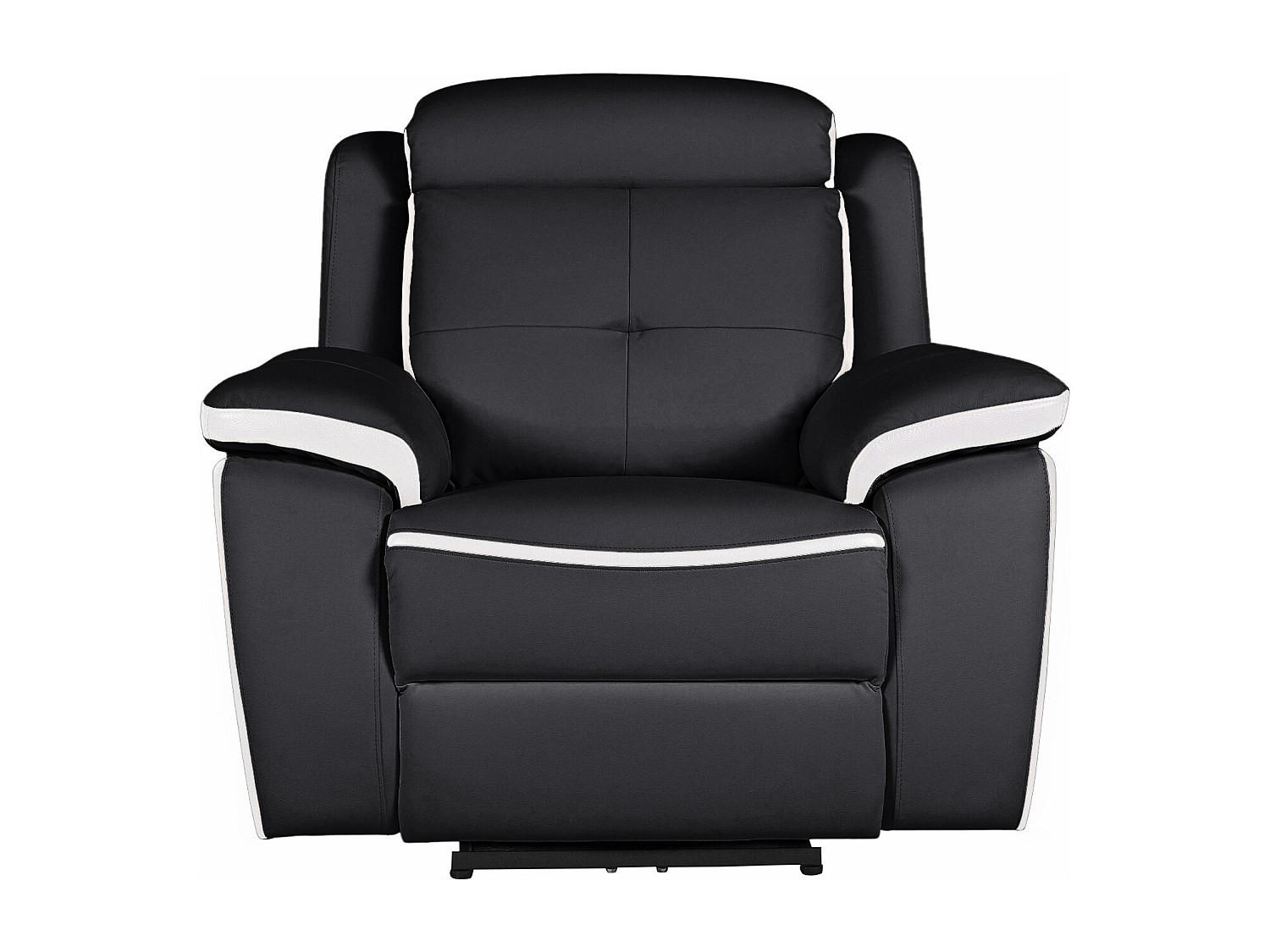 RELAXSESSEL - 1 Person - Leder - Schwarz, Weiß - - Schwarz/Weiß, Leder (106/92/97cm) - Vente-Unique