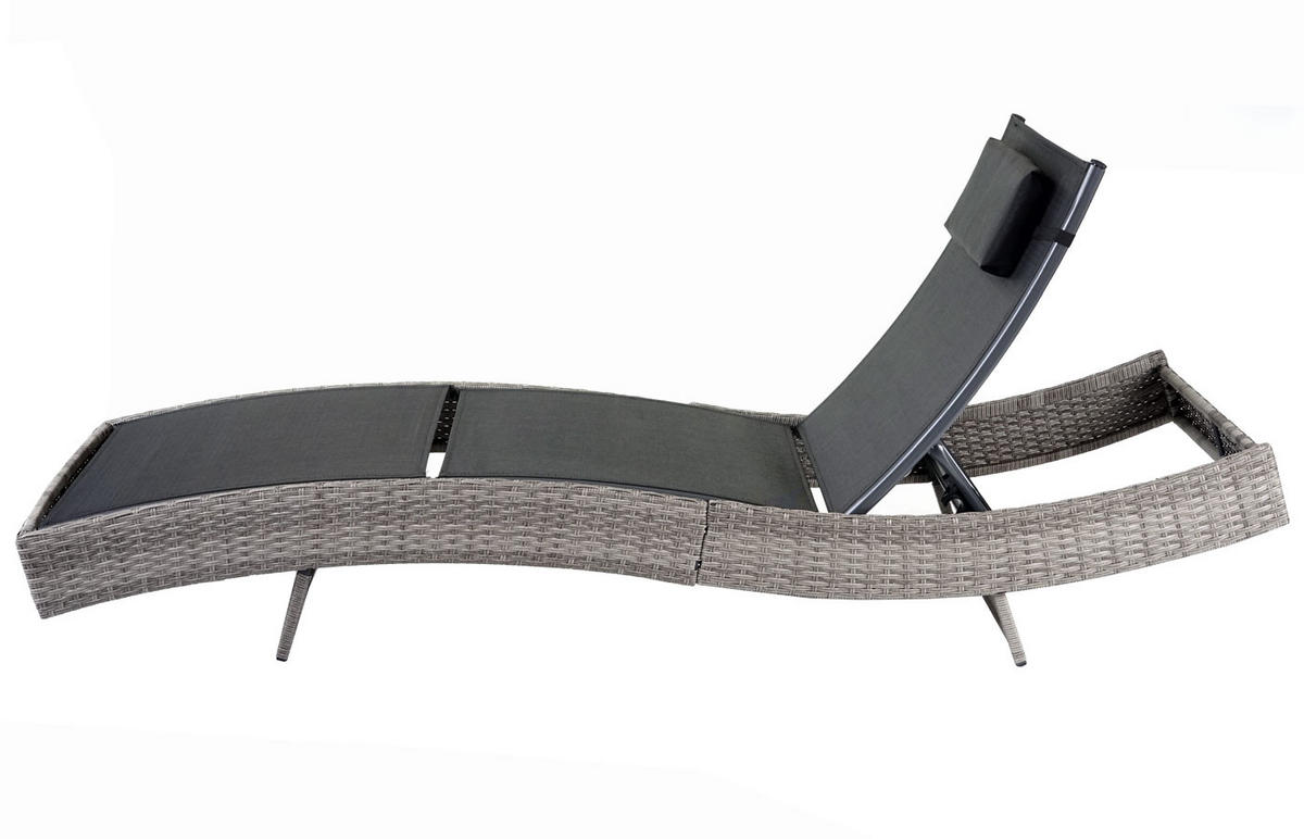 SONNENLIEGE Grau, Schwarz - Schwarz/Grau, Kunststoff (70/88/220cm) - MCW