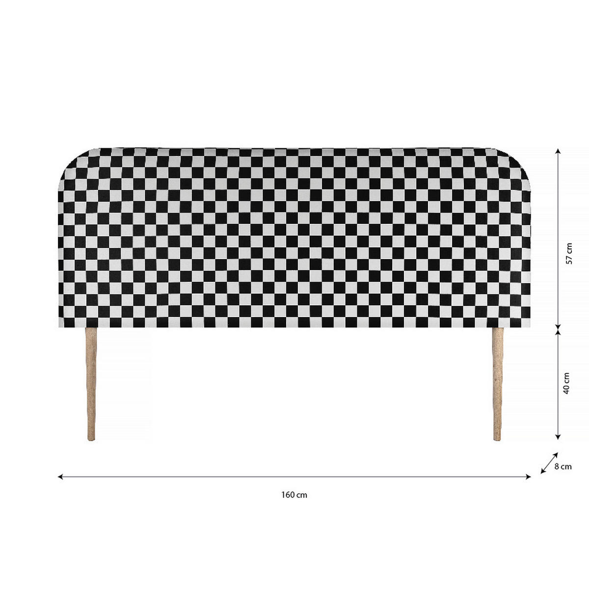 KOPFTEIL aus Samt, weiß/schwarz 160x97cm EDDIE - Schwarz, Textil (160/97/8cm) - RNT By Really Nice Things