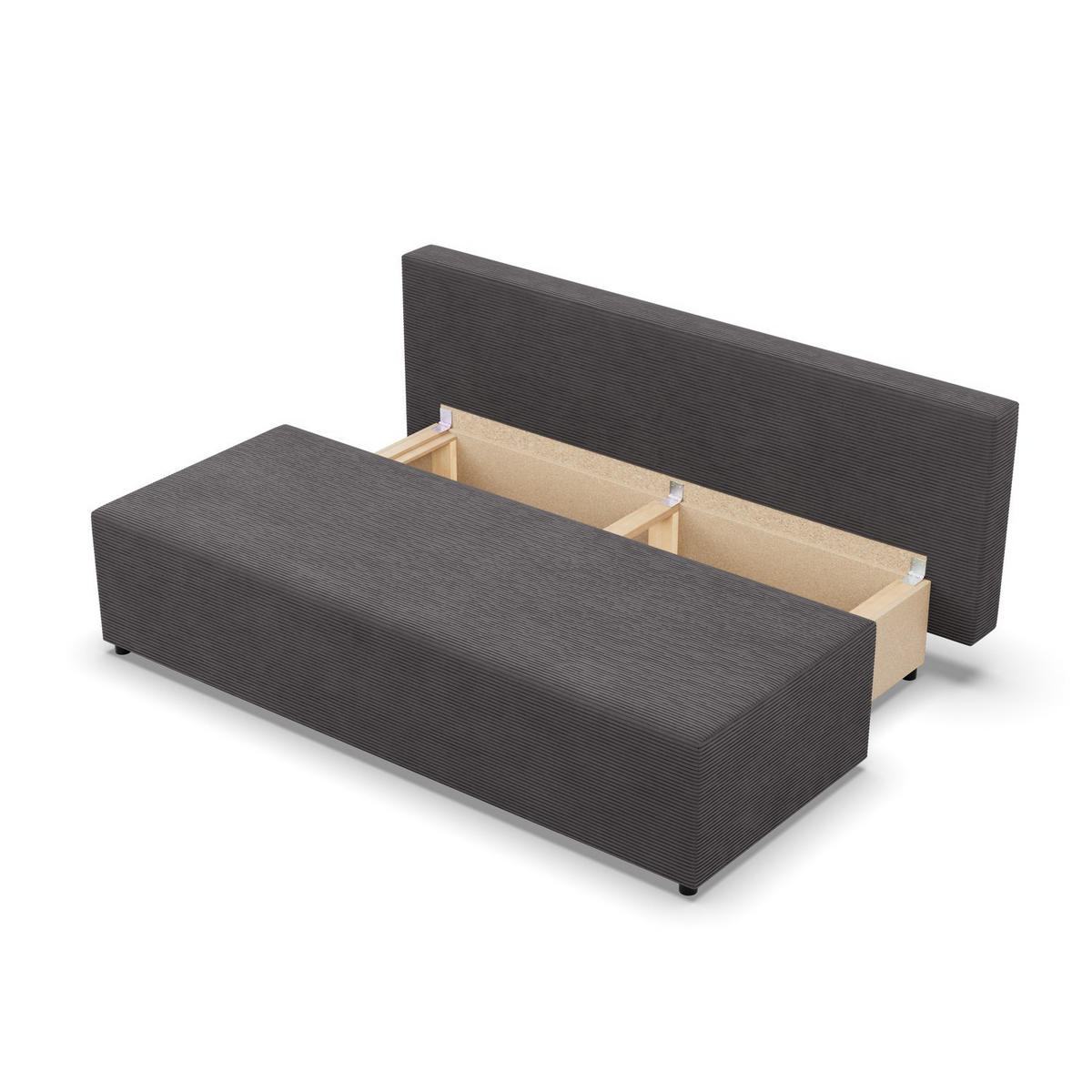 SOFA 3-SITZER MIT SCHLAFFUNKTION FERMO Dunkelgrau - Dunkelgrau, Textil (92/95/191cm) - Mebligo
