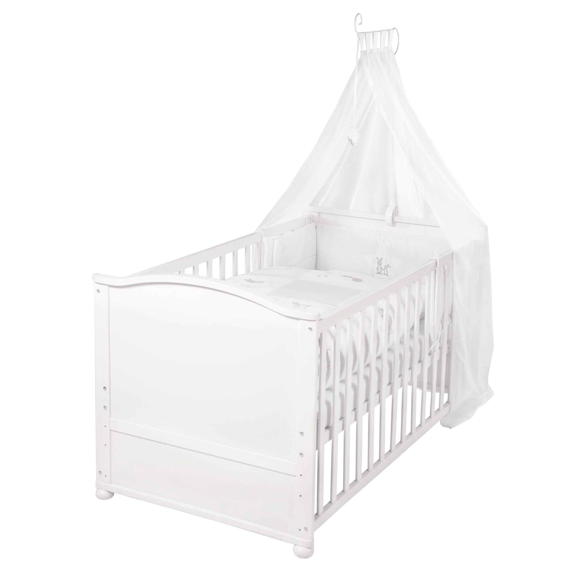 BABYBETT Hase 70 x 140 cm weiß - Weiß, Holzwerkstoff (70/140cm) - Roba