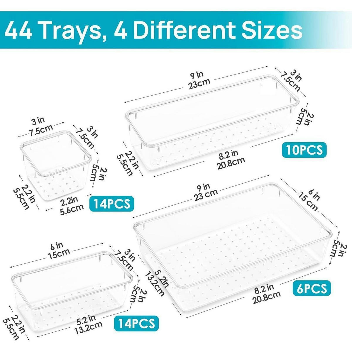 SCHUBLADEN Organizer 44-teiliges Set transparent - Transparent, Kunststoff (15.3/25.3/23.6cm)