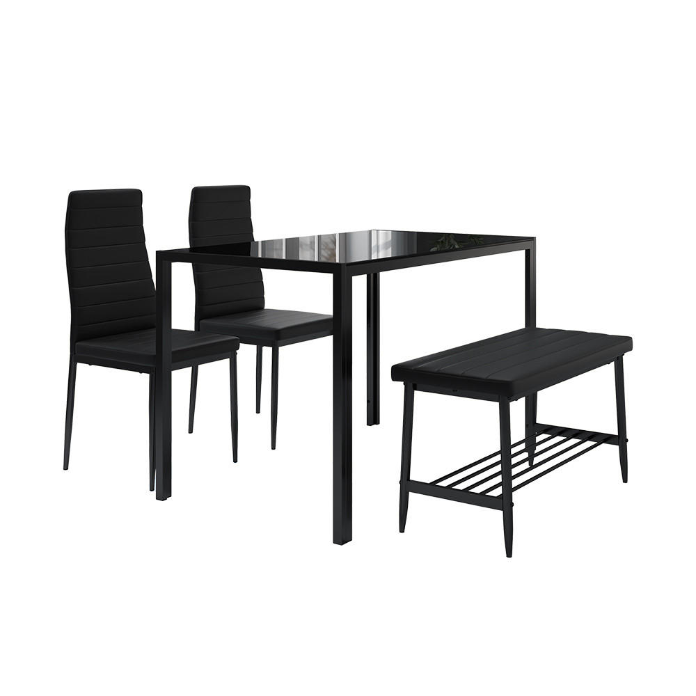 ESSTISCH-SET Grand Schwarz 120 x 70 cm 4-teiliges Set - Schwarz, Metall (120/75/70cm) - Vicco