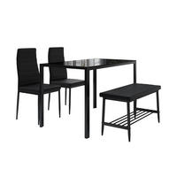 ESSTISCH-SET Grand Schwarz 120 x 70 cm 4-teiliges Set - Schwarz, Metall (120/75/70cm) - Vicco