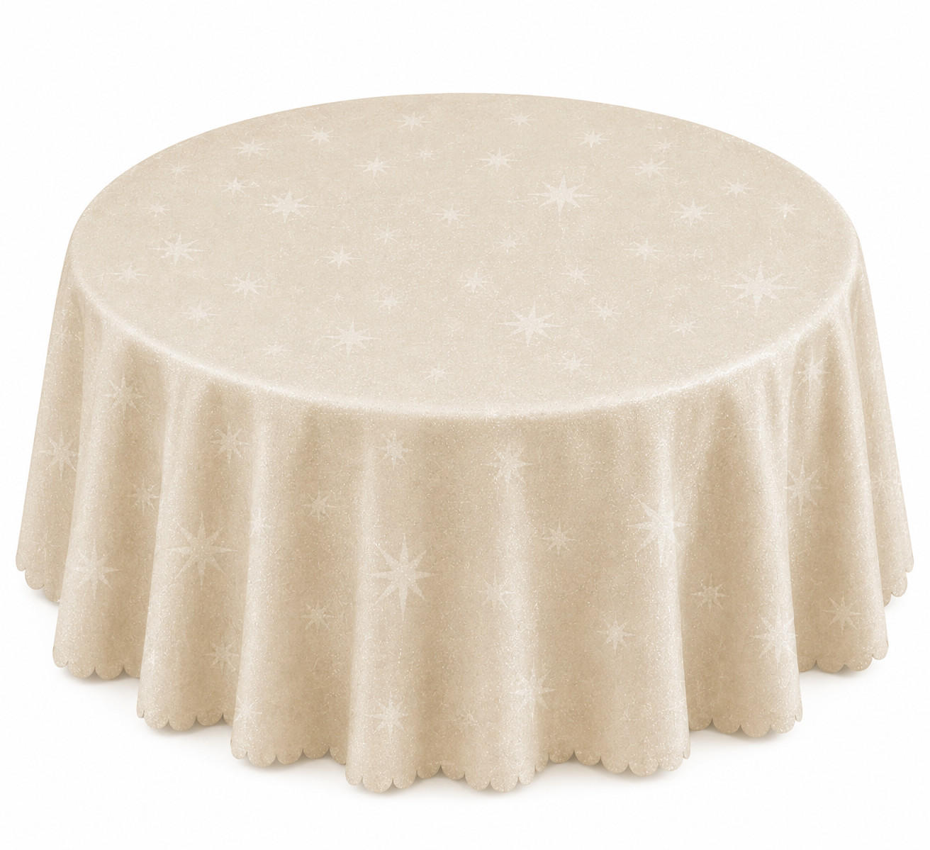 TISCHDECKE 160 rund Lurex Sterne Creme - Creme, Textil (160cm) - TiborTex
