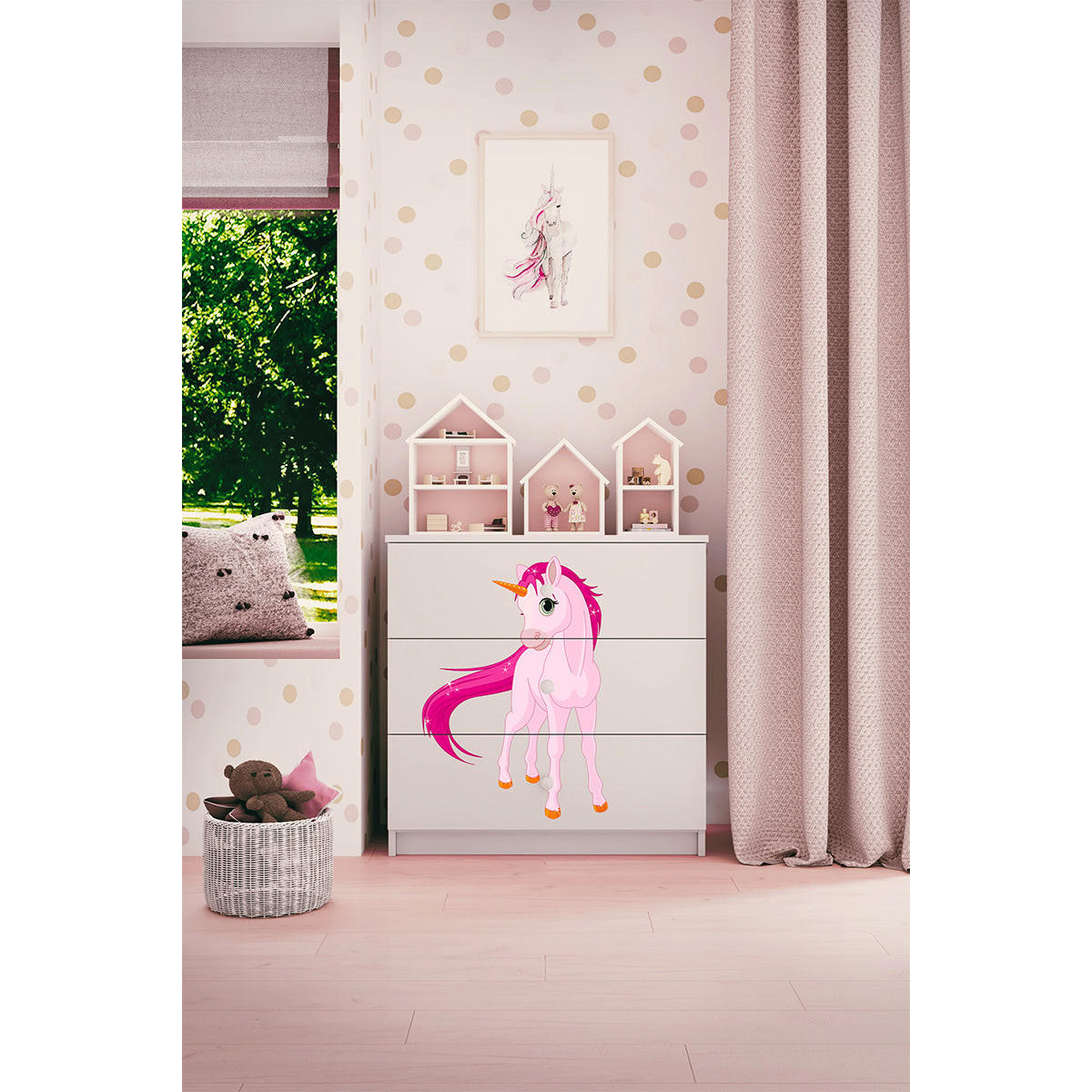 BYRÅ Babydreams Enhörning 81/81/41 - Vit, Träbaserade material (81/80/41cm) - Petits-meubles
