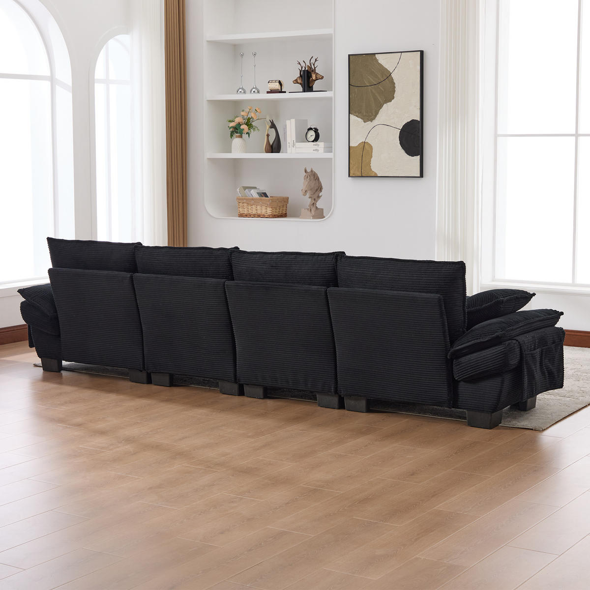 WOHNLANDSCHAFT DE-33753 modular mit 2 Stauraumhockern Schwarz - Schwarz, Metall (330/84/132cm) - ComfortXL