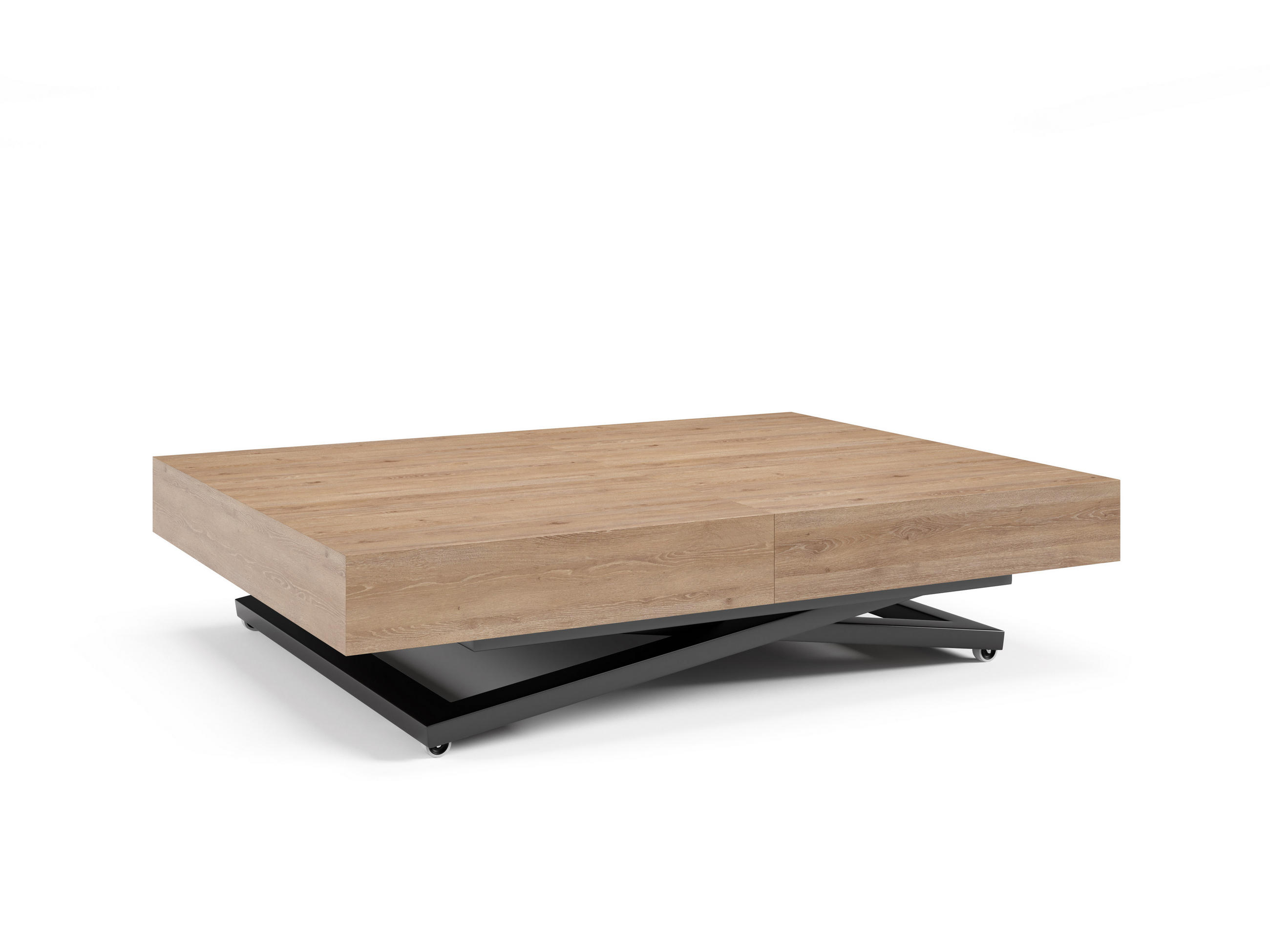 COUCHTISCH SANNA U - Trüffeleichefarben/Schwarz, Holzwerkstoff/Metall (80/120/27cm) - Meblini