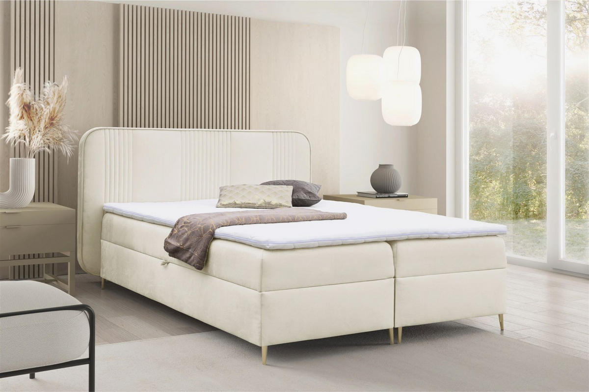 BOXBETT Avery Premium - Creme, Holzwerkstoff/Textil (120/200cm) - Fun Möbel