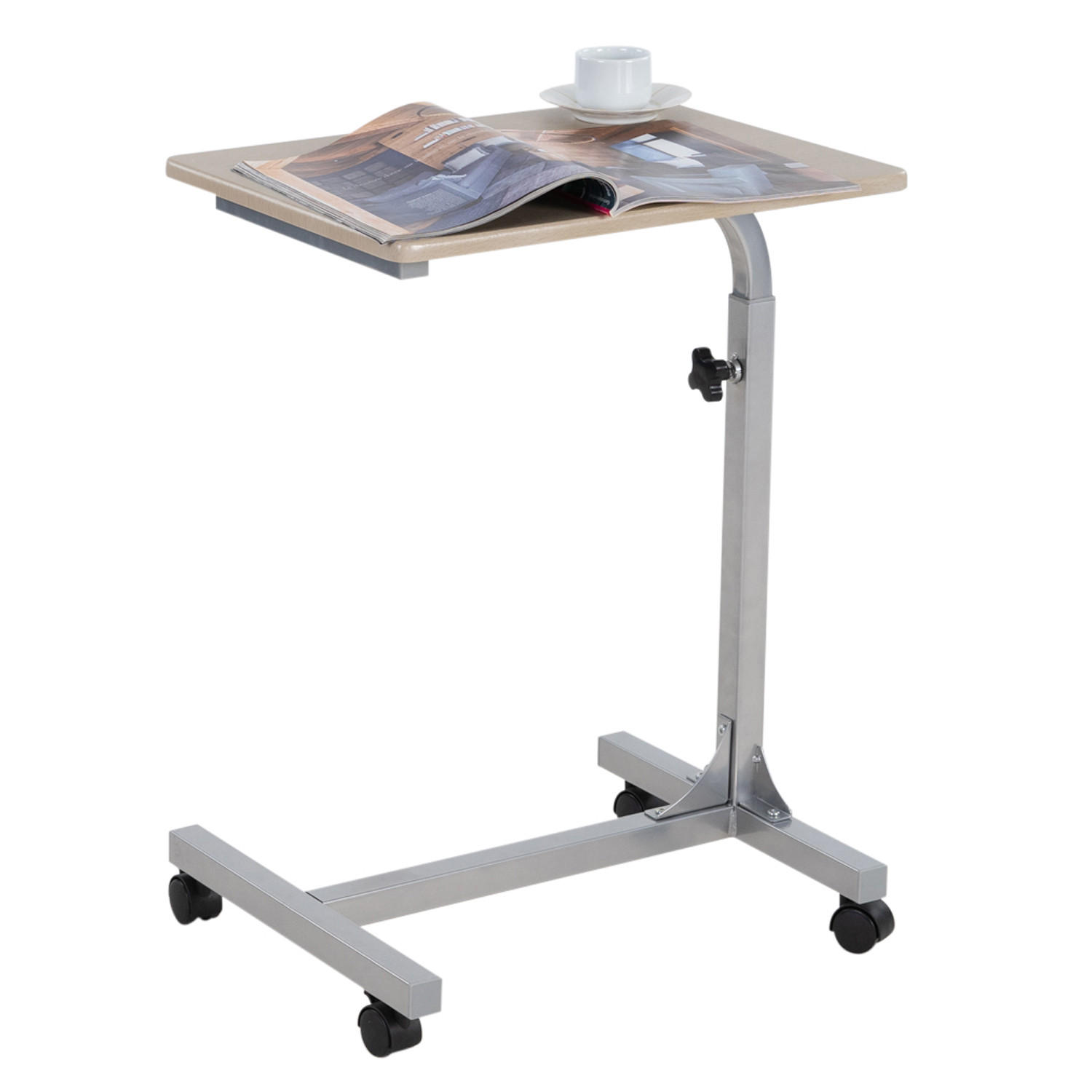 BEISTELLTISCH HÖHENVERSTELLBAR MIT ROLLEN - Eichefarben, Metall (79/48/37cm) - Meubles Cosy