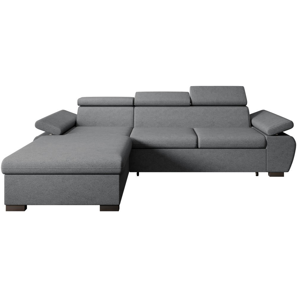 ECKSCHLAFSOFA Coco mit verstellbare Kopfstützen, dunkelgrau, links - Dunkelgrau, Textil (273/191cm) - Beautysofa