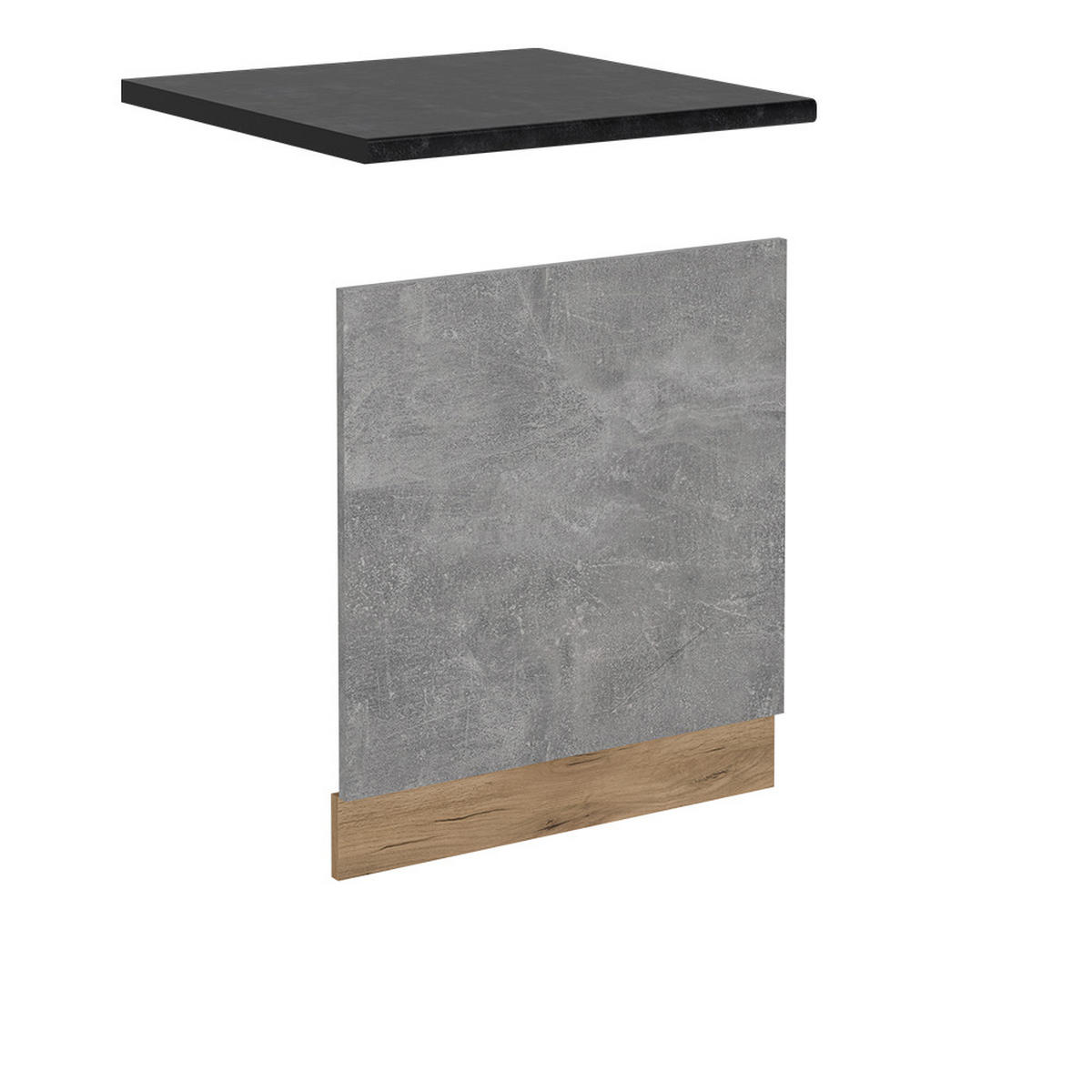 GESCHIRRSPÜLBLENDE R-Line Beton 60 cm , AP Anthrazit - Honigeiche/Schieferfarben, Holzwerkstoff (60/57.2/1.6cm) - Vicco