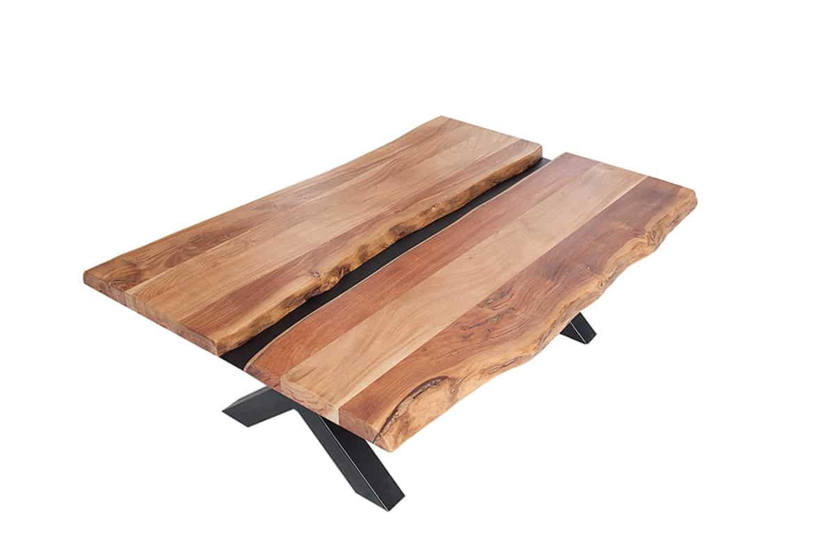 COUCHTISCH AMAZONAS Akazie rechteckig Natur|Schwarz 105cm - Silberfarben/Schwarz, Holz/Metall (52/105/40cm) - riess-ambiente