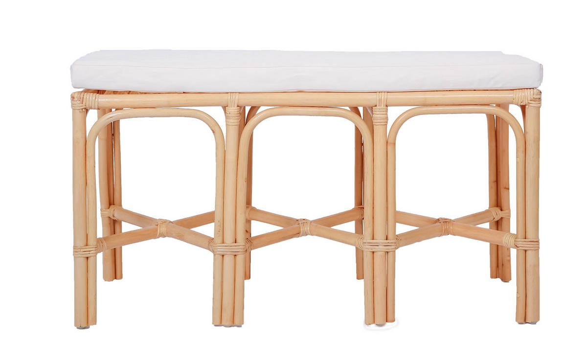 SITZBANK Rattan Beige - Braun, Holz (90/51/42cm) - Nordlys