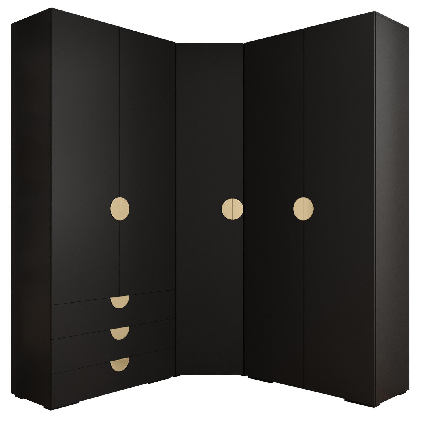 GARDEROBEN-SET 236,7/181,7/47 - Goldfarben/Schwarz, Holz/Kunststoff (181.7/236.7/47cm) - Abiks Möbel