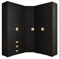 GARDEROBEN-SET 236,7/181,7/47 - Goldfarben/Schwarz, Holz/Kunststoff (181.7/236.7/47cm) - Abiks Möbel
