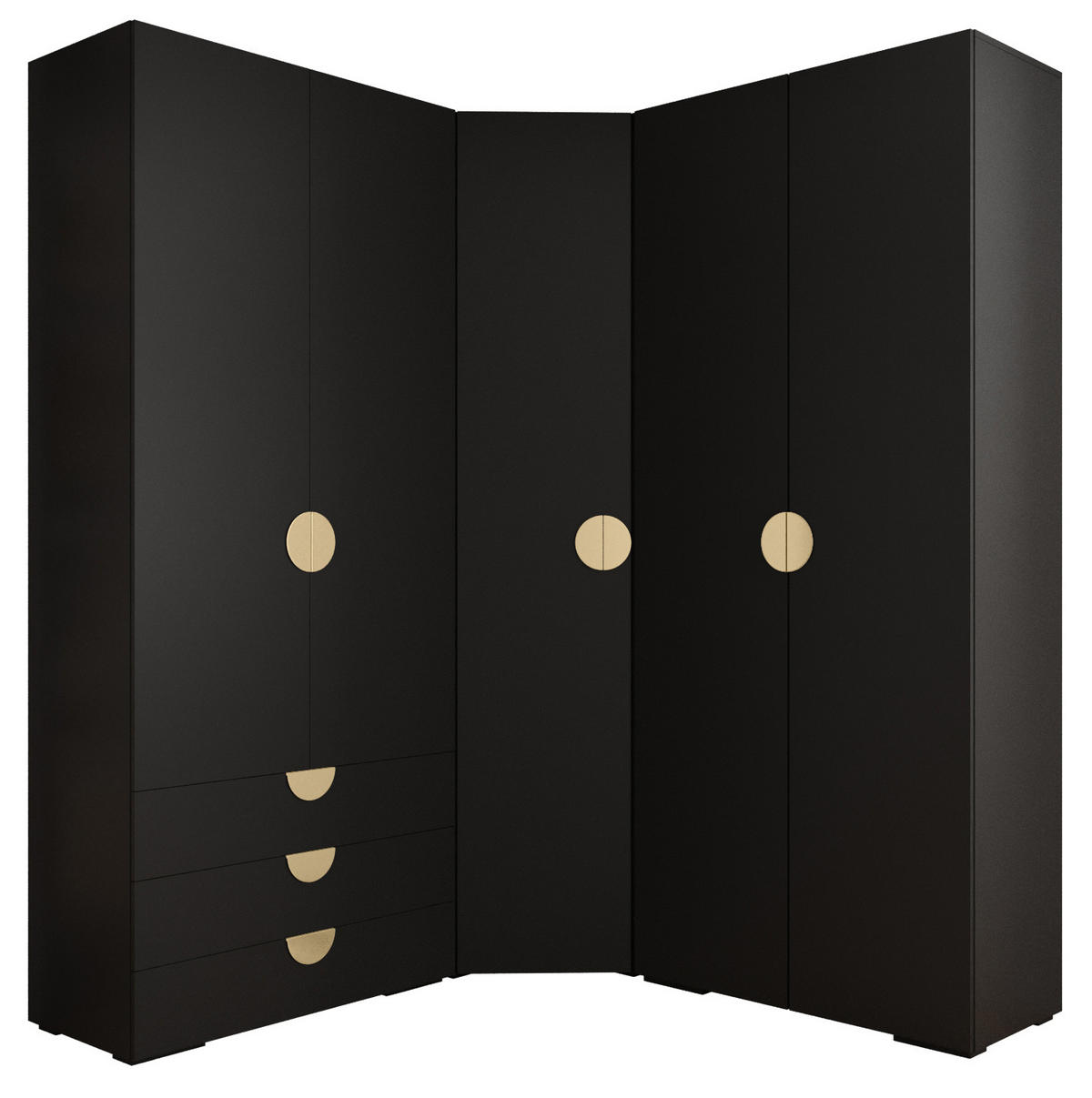 GARDEROBEN-SET 236,7/181,7/47 - Goldfarben/Schwarz, Holz/Kunststoff (181.7/236.7/47cm) - Abiks Möbel