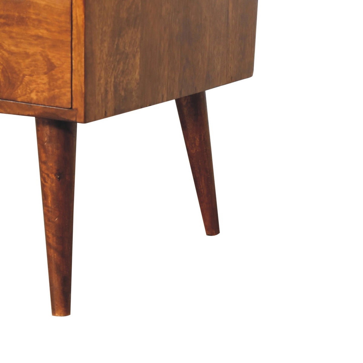 TV-EINHEIT Massivholz Kastanienbraun, 2 Schubladen und Offenes Fach - Dunkelbraun/Messingfarben, Mangoholz/Holz (100/43/50cm) - Artisan Furniture