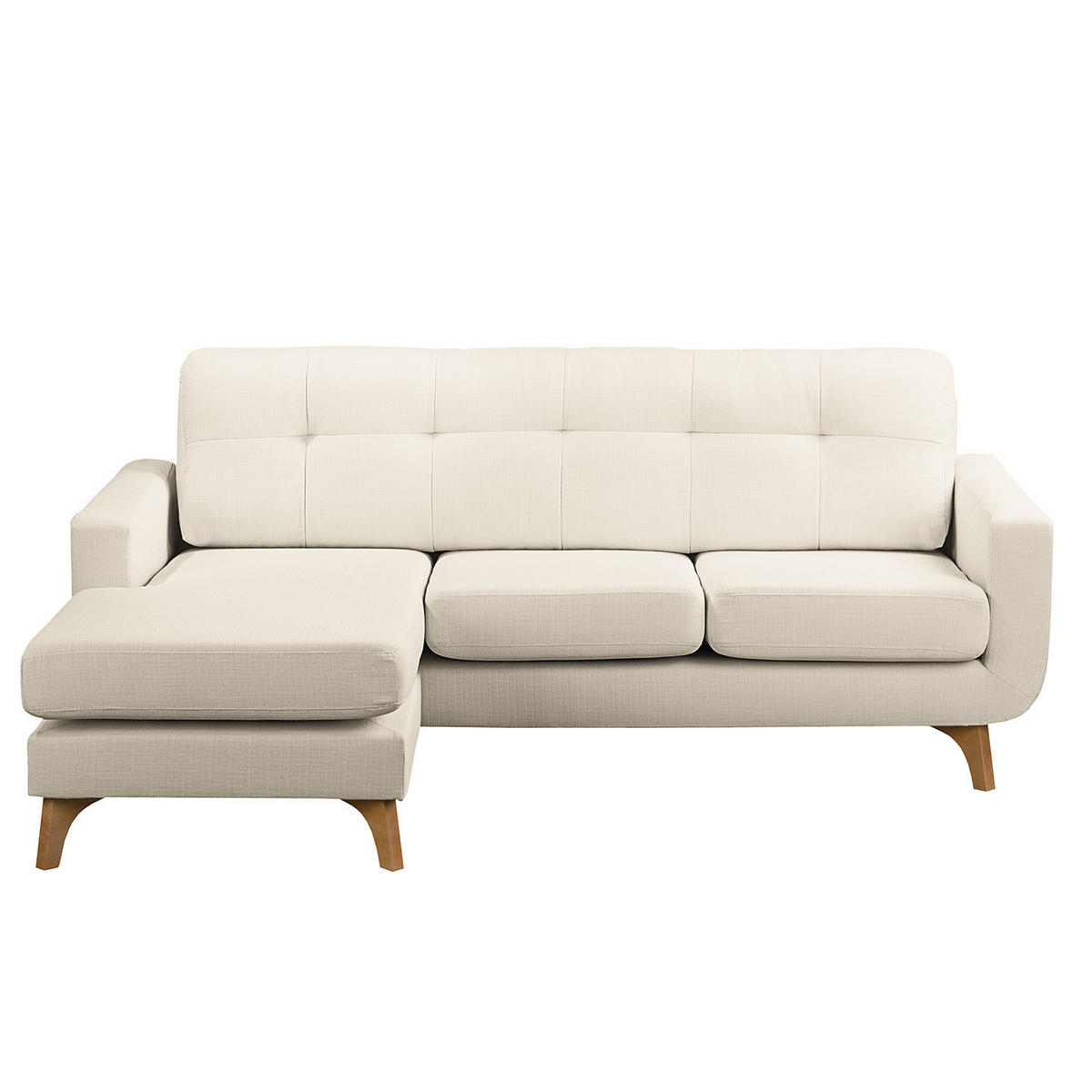 ECKSOFA mit Longchair - Strukturstoff - Beige, Textil (208/150cm) - home24