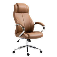 BÜROSTUHL Kyron Echtleder hellbraun - Hellbraun/Chromfarben, Leder/Metall (64/130/79cm) - TPFLiving