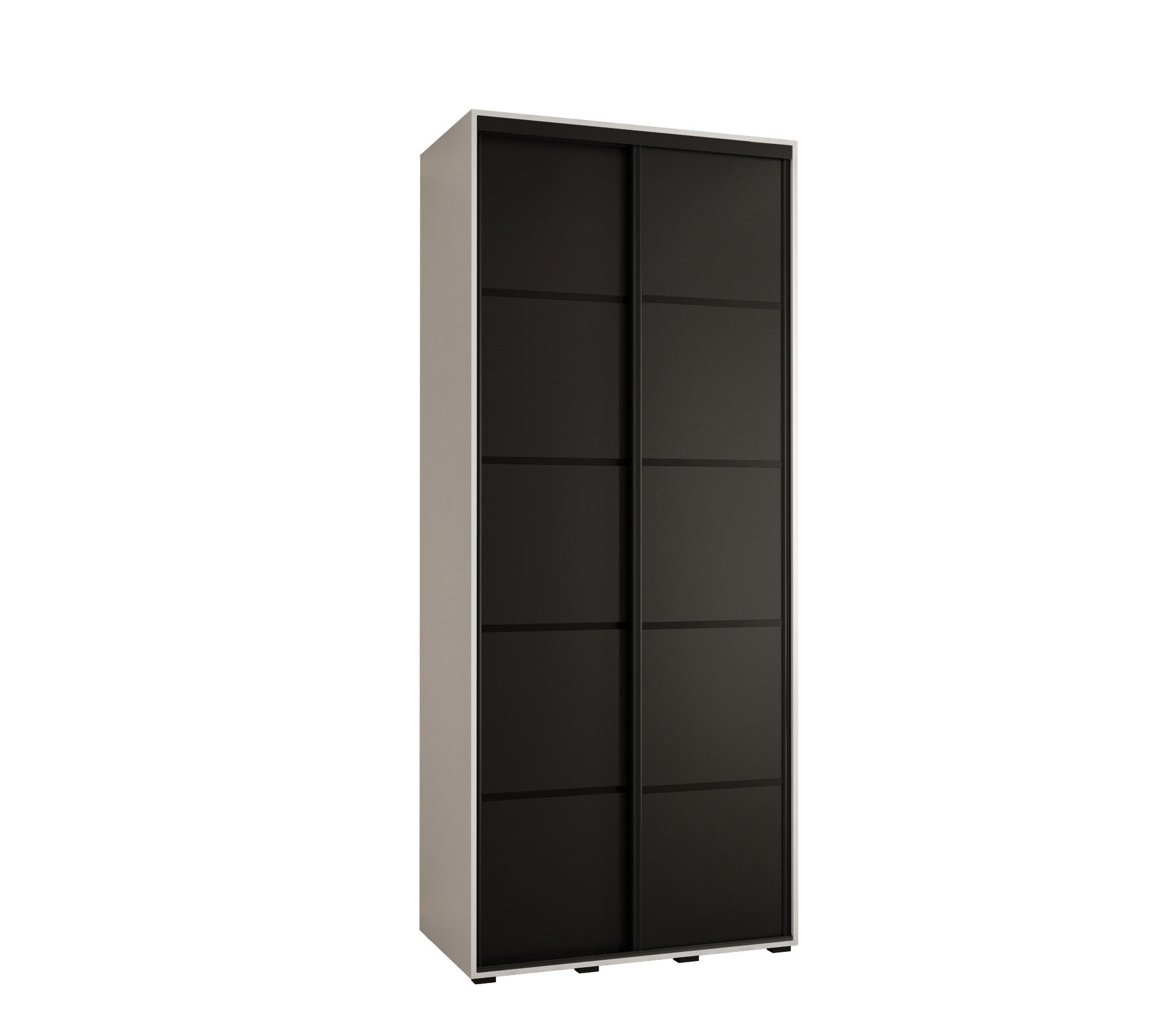 Abiks Möbel Schwebetürenschrank Weiß, Schwarz, Schwarz 120x235x60 cm