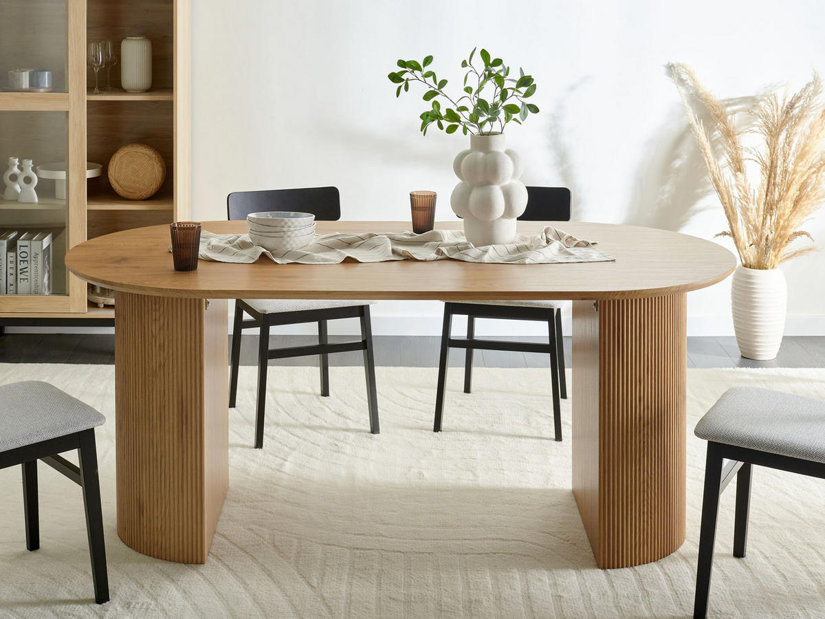 JÍDELNÍ STŮL Světle hnědý 180/90 cm Savory - hnědá, kompozitní dřevo (180/90/75cm) - Beliani