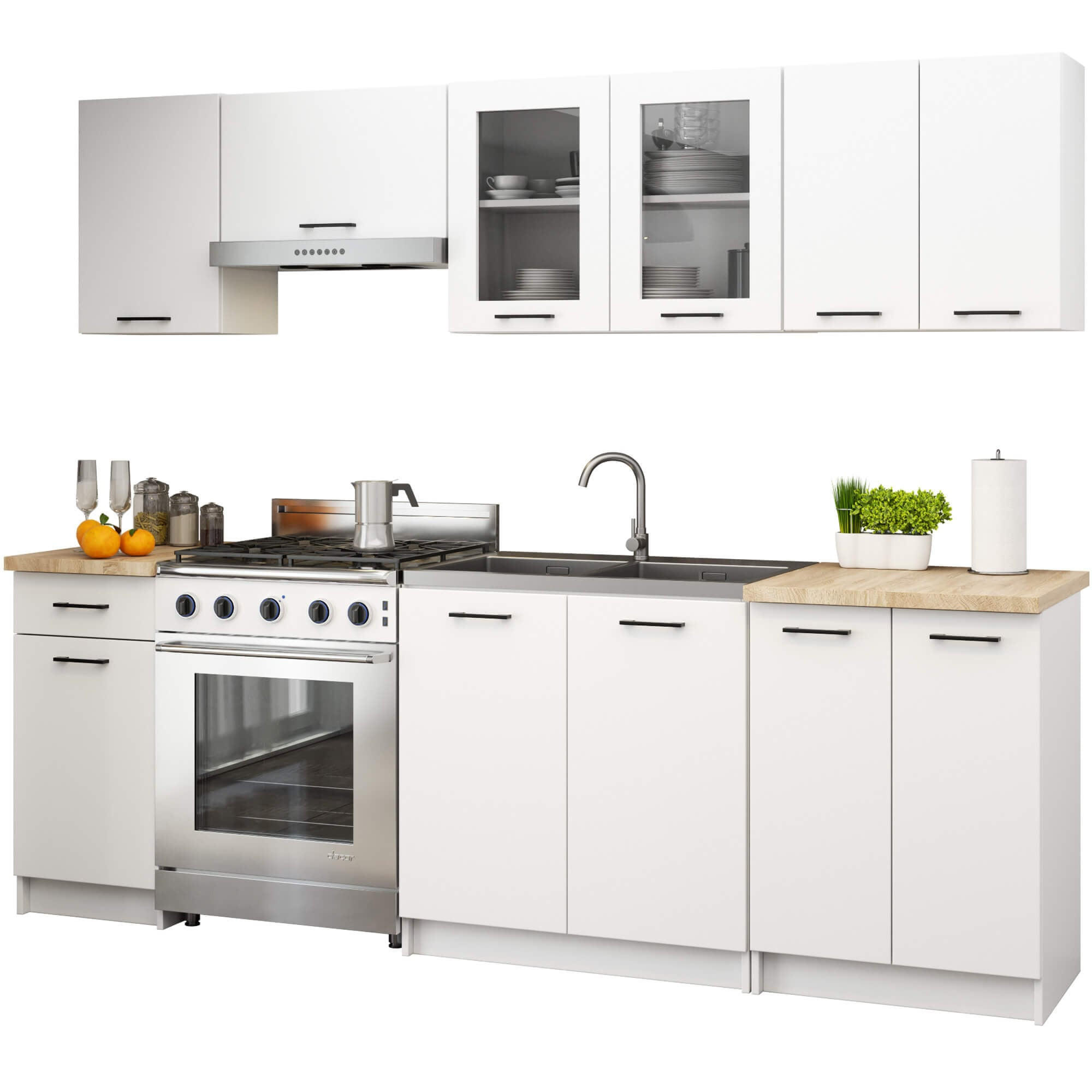 KUCHYŇSKÝ BLOK Bílá 203/240/46 - bílá, kompozitní dřevo (240/203/46cm) - RAUMHIRSCH FURNITURE