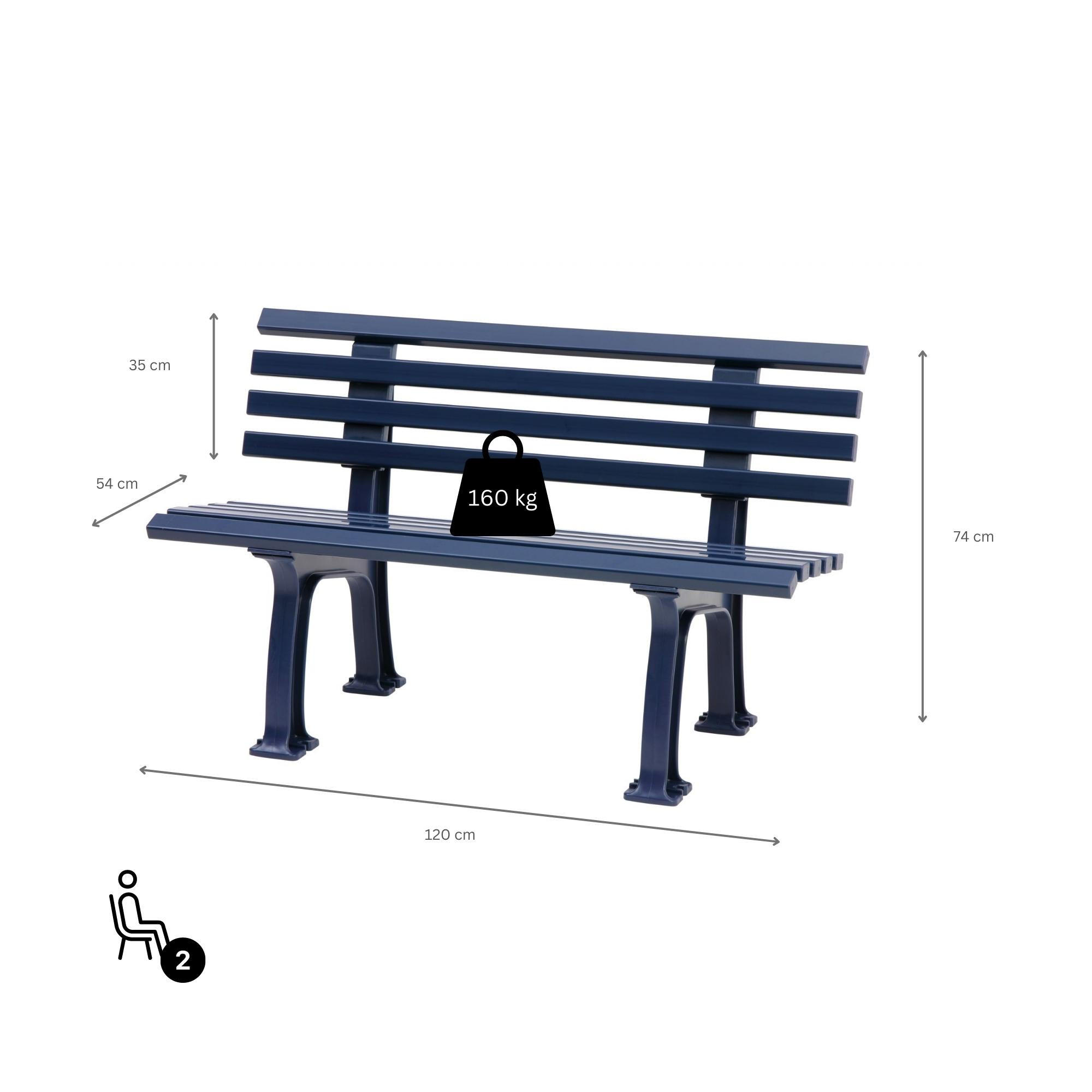 GARTENBANK Antigua 2 Sitzer Blau 74 x 120 x 54 cm Witterungskunststoff & UV Beständiger Kunststoff - Blau, Kunststoff (120/74/54cm) - PROREGAL
